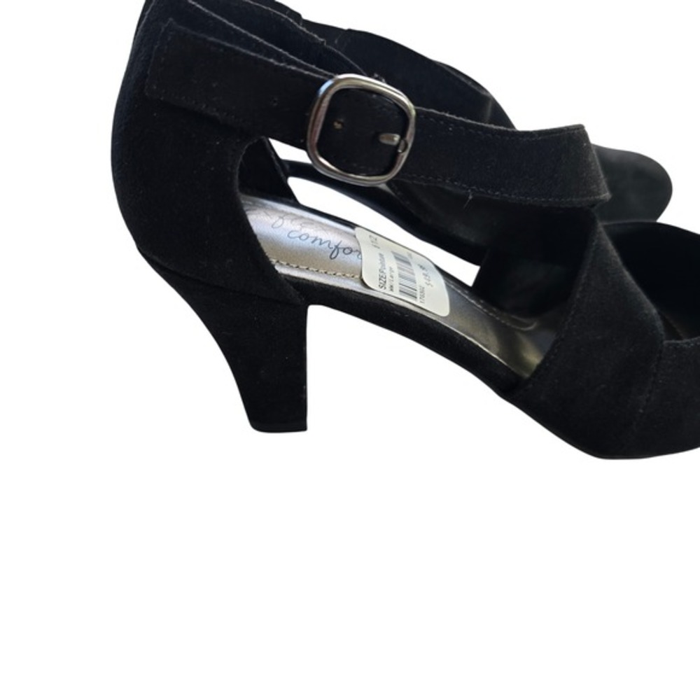 🆕️ Dexflex Comfort Black Suede Ankle Strap Women's Size 6.5 Block Heel Pumps - Picture 9 of 16